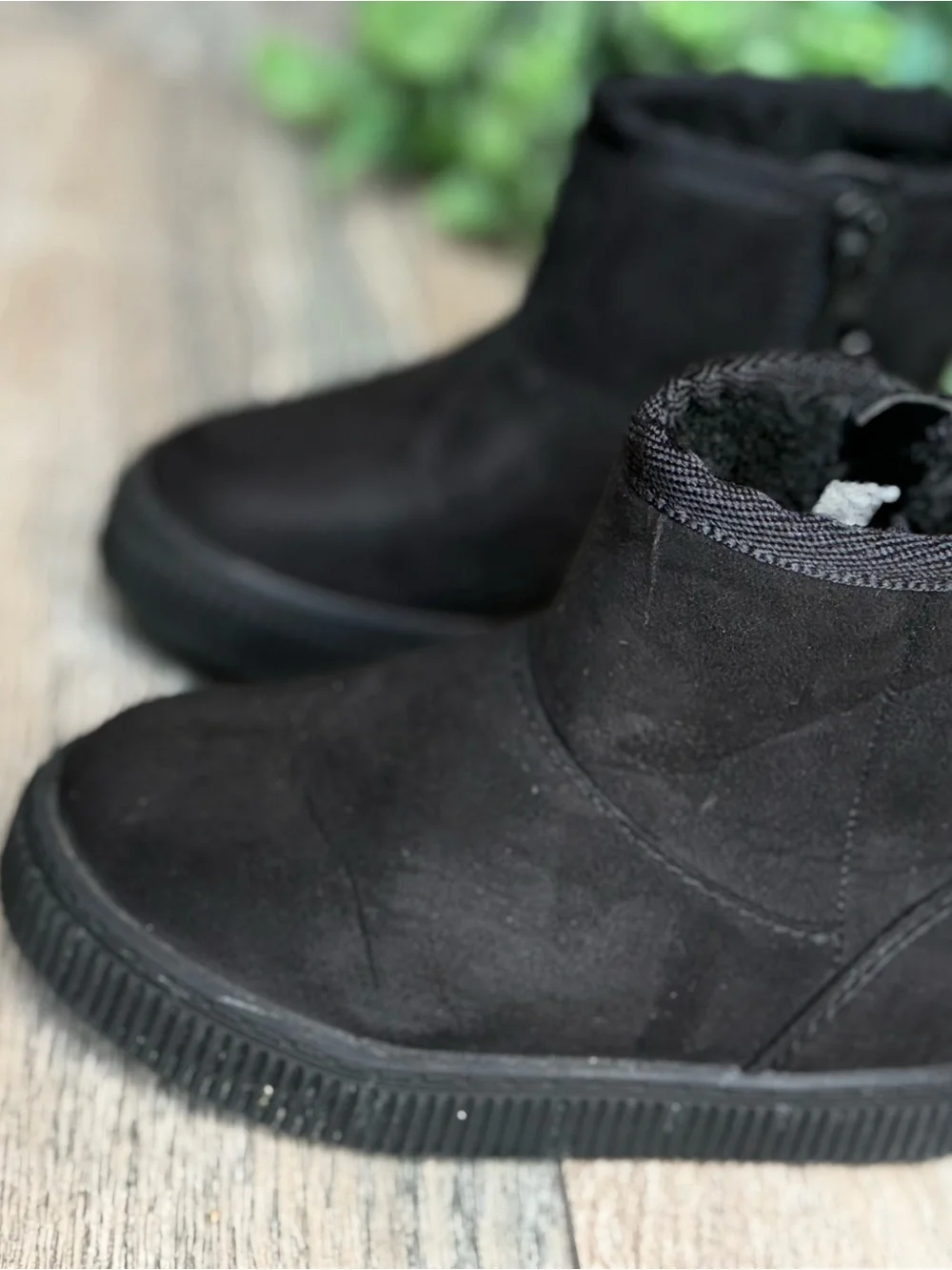 Cat & Jack Black Faux-Suede Kids Ankle Boots with Side Zipper